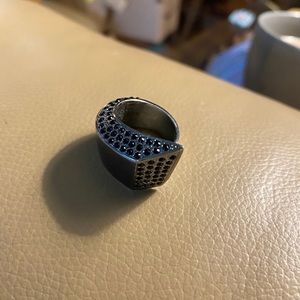 Swarovski Atelier Gun Metal & Blk crystal ring